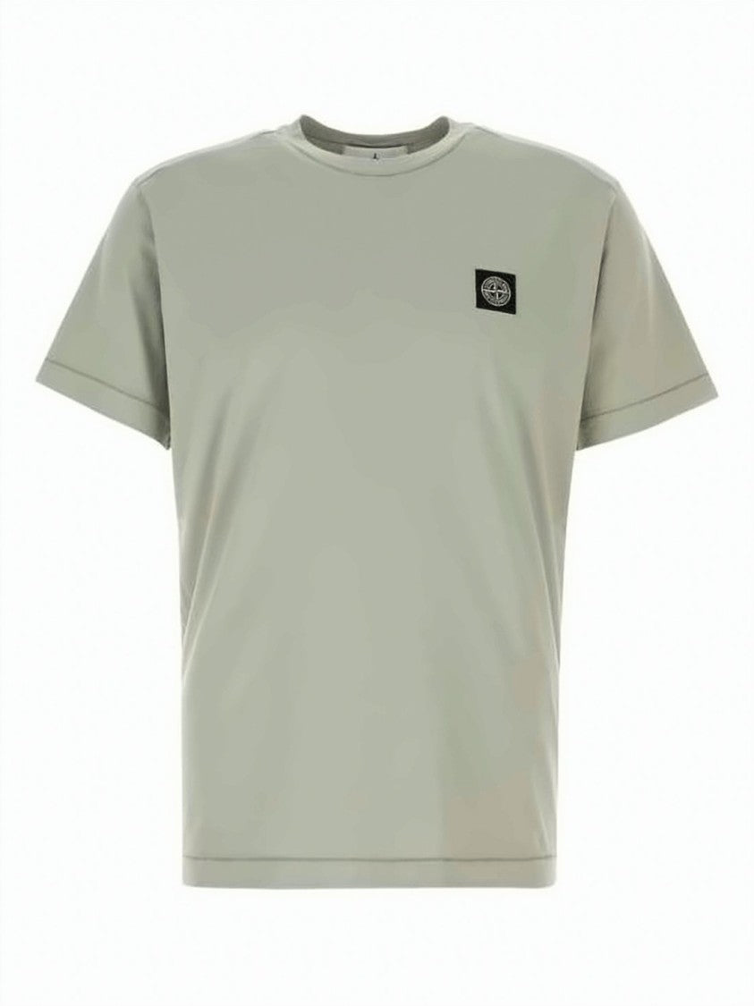 Stone Island Grey-Green Short-Sleeve T-Shirt With Iconic Patch