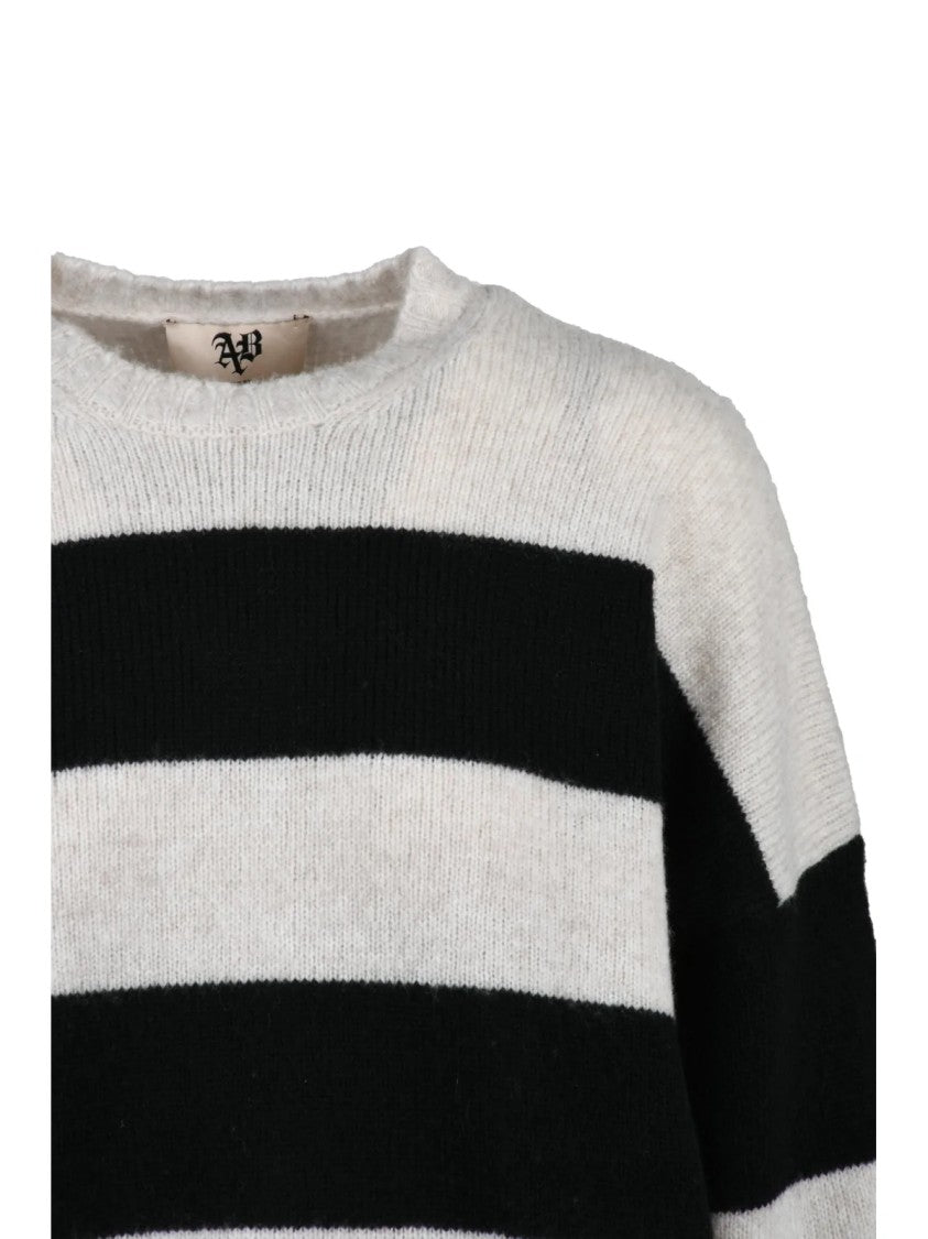 Aniye By Cropped Short Crewneck Sweater With Bold Stripes
