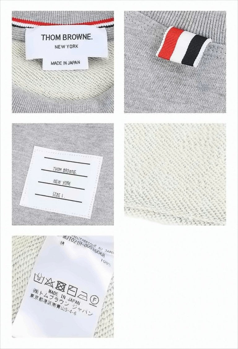 Thom Browne Crew Neck Sweatshirt With Horizontal Stripe Detail