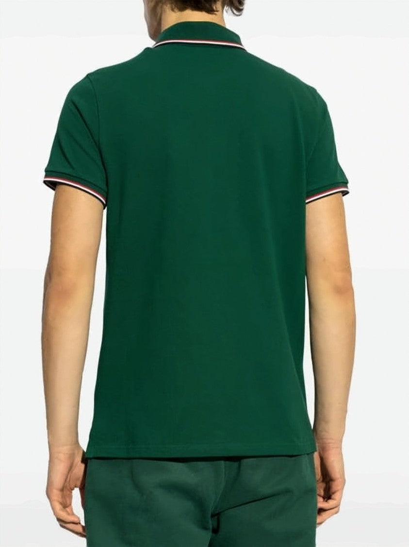 Moncler Cotton Pique Polo Shirt With Contrasting Trim Details