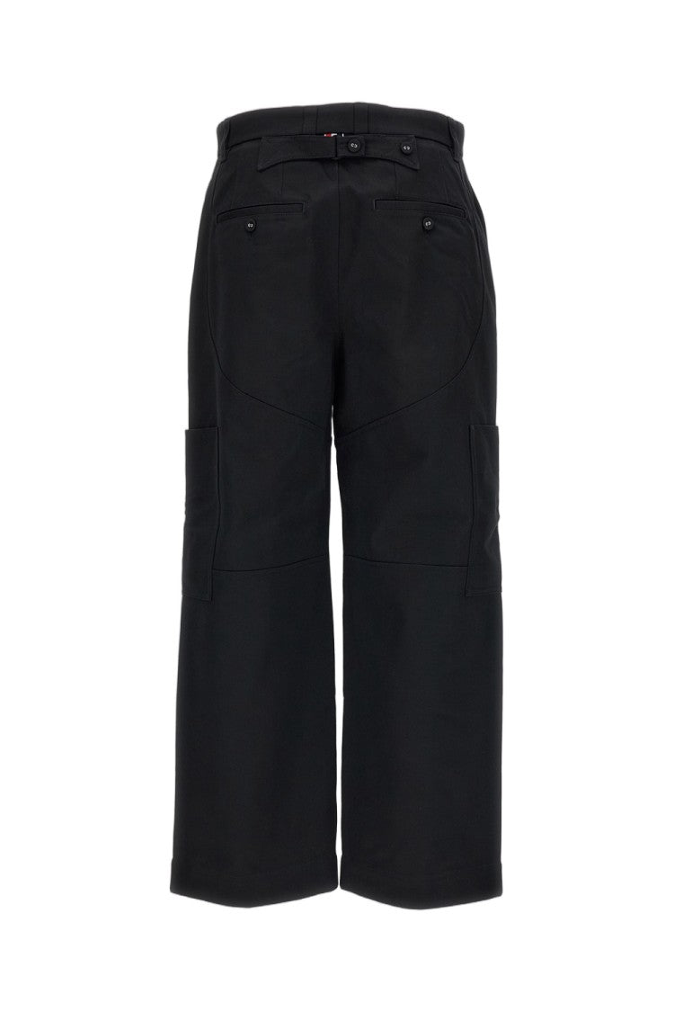 Thom Browne Black Wide Leg Painter Cotton Pants