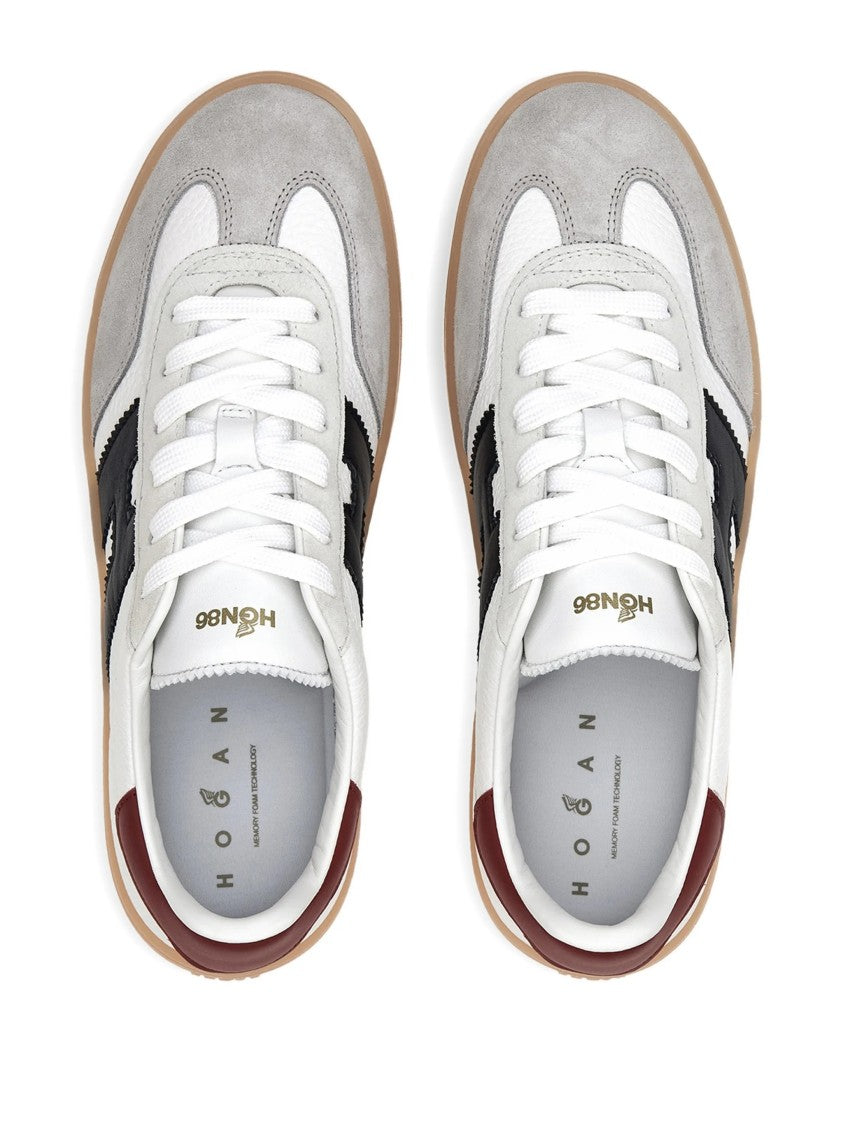 Hogan White Low-Top Suede Overlay Logo Sneakers