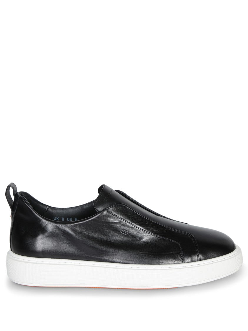 Santoni Slip-On Black Sneakers