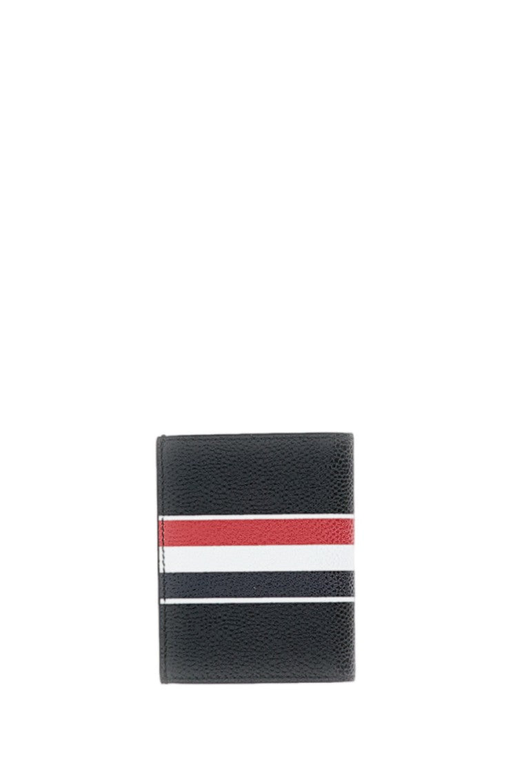 Thom Browne Black Rwb Stripe Leather Card Holder