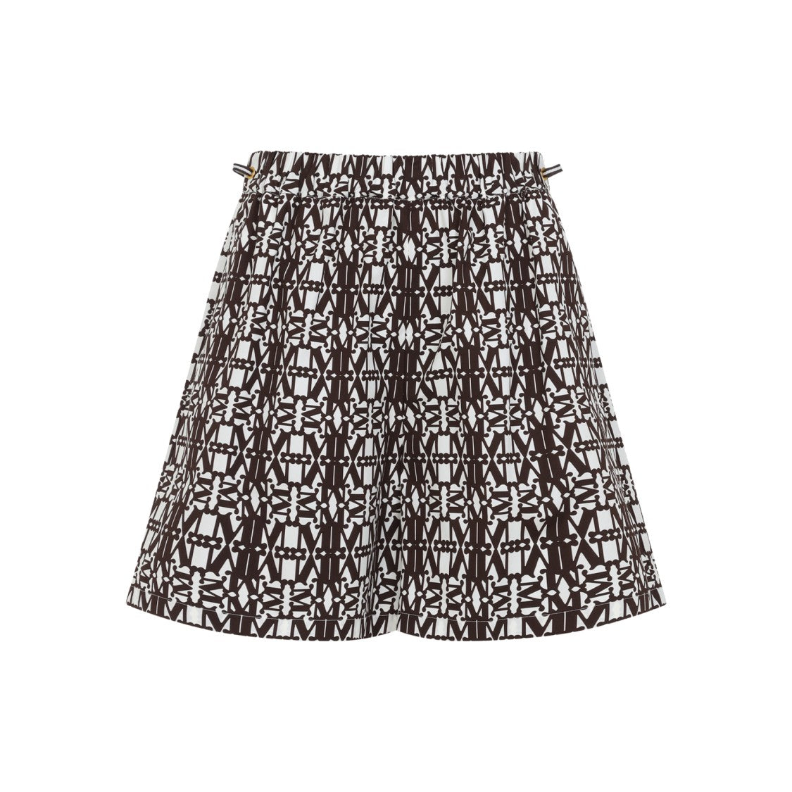 Max Mara Geometric Patterned Brown Shorts With Elastic Waistband