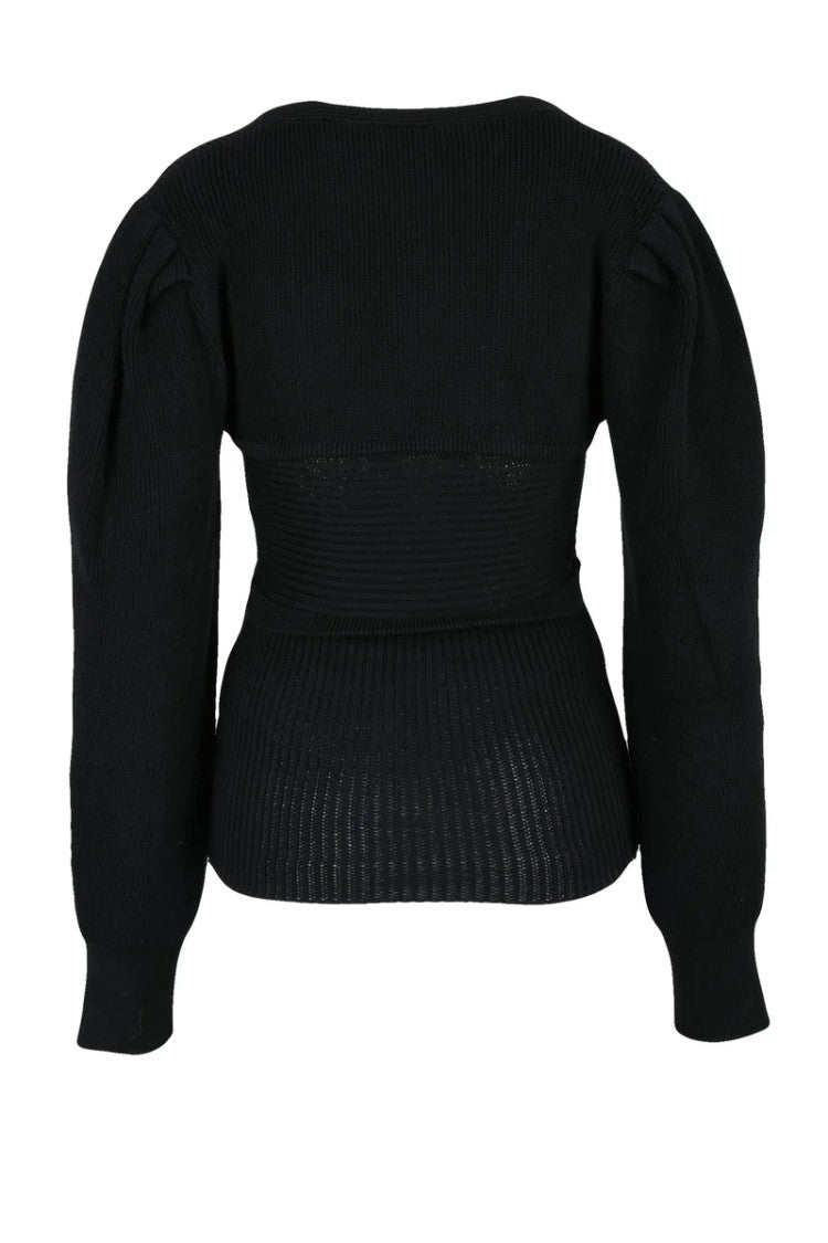 Iro Ribbed V-Neck Sweater - Black