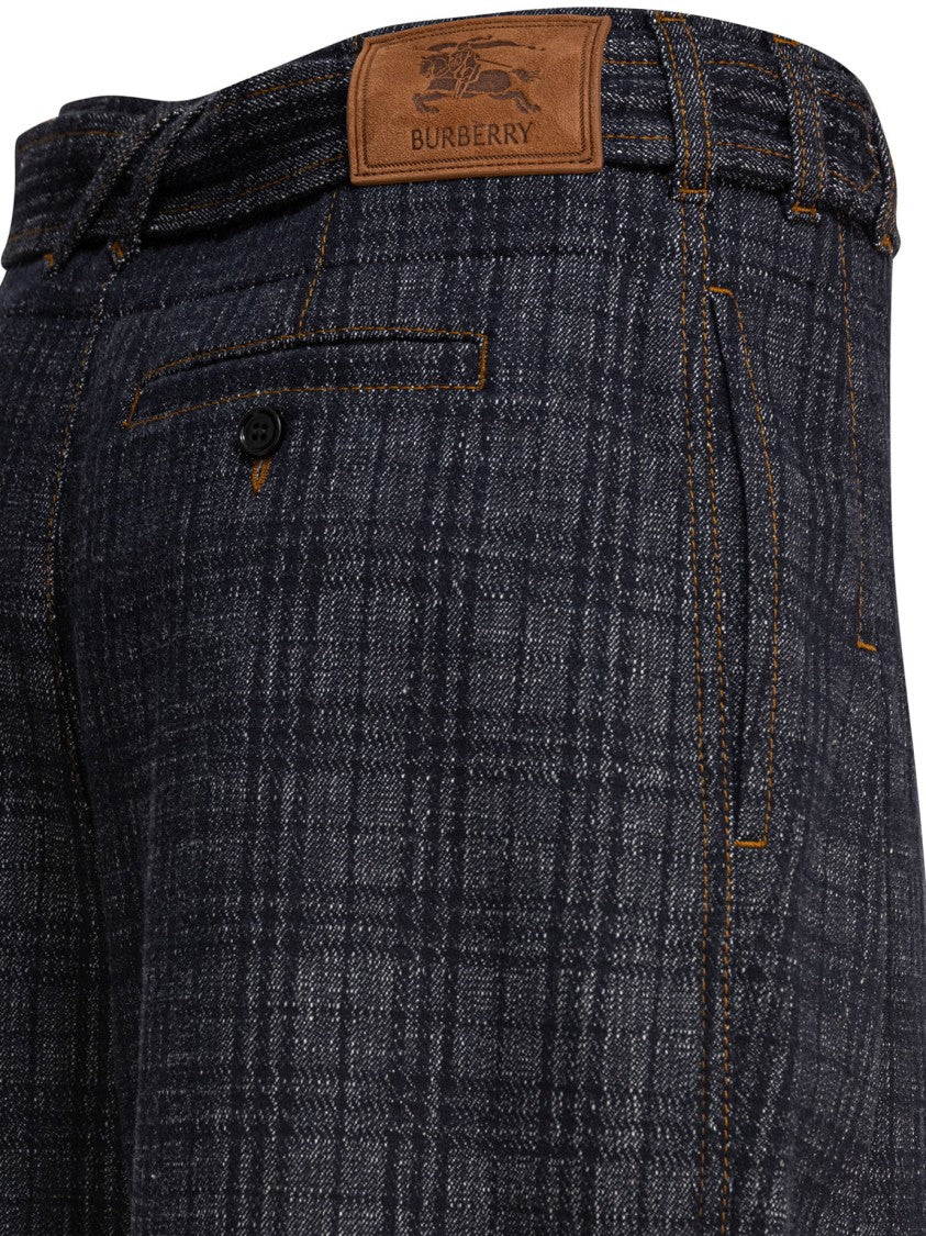 Burberry Dark Checkered Relaxed-Fit Blue Denim Jeans