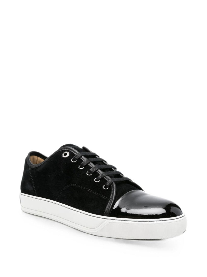 Lanvin Black Suede Patent Leather Sneakers