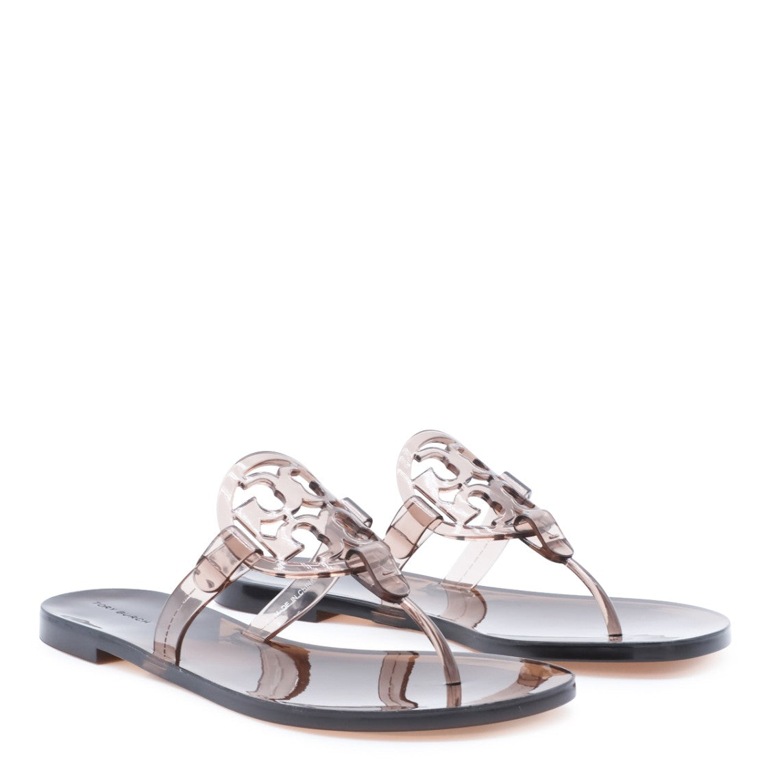 Tory Burch Brown Jelly Logo Flat Sandals