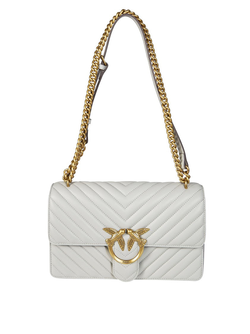 Pinko Quilted One Classic Chevron Leather Handbag