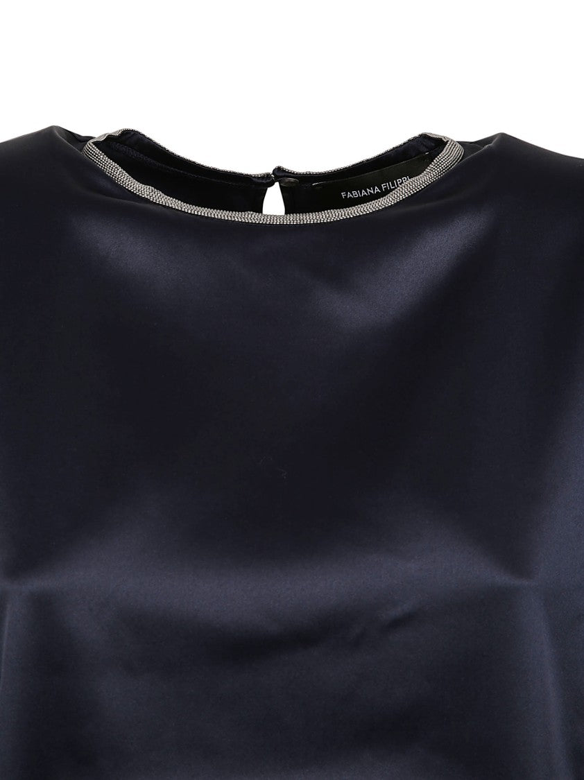 Fabiana Filippi Silk Blouse With Keyhole Detail And Cap Sleeves