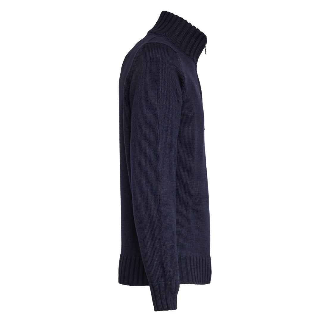 Filippo De Laurentiis Merino Wool Half-Zip Knitwear With Ribbed Details