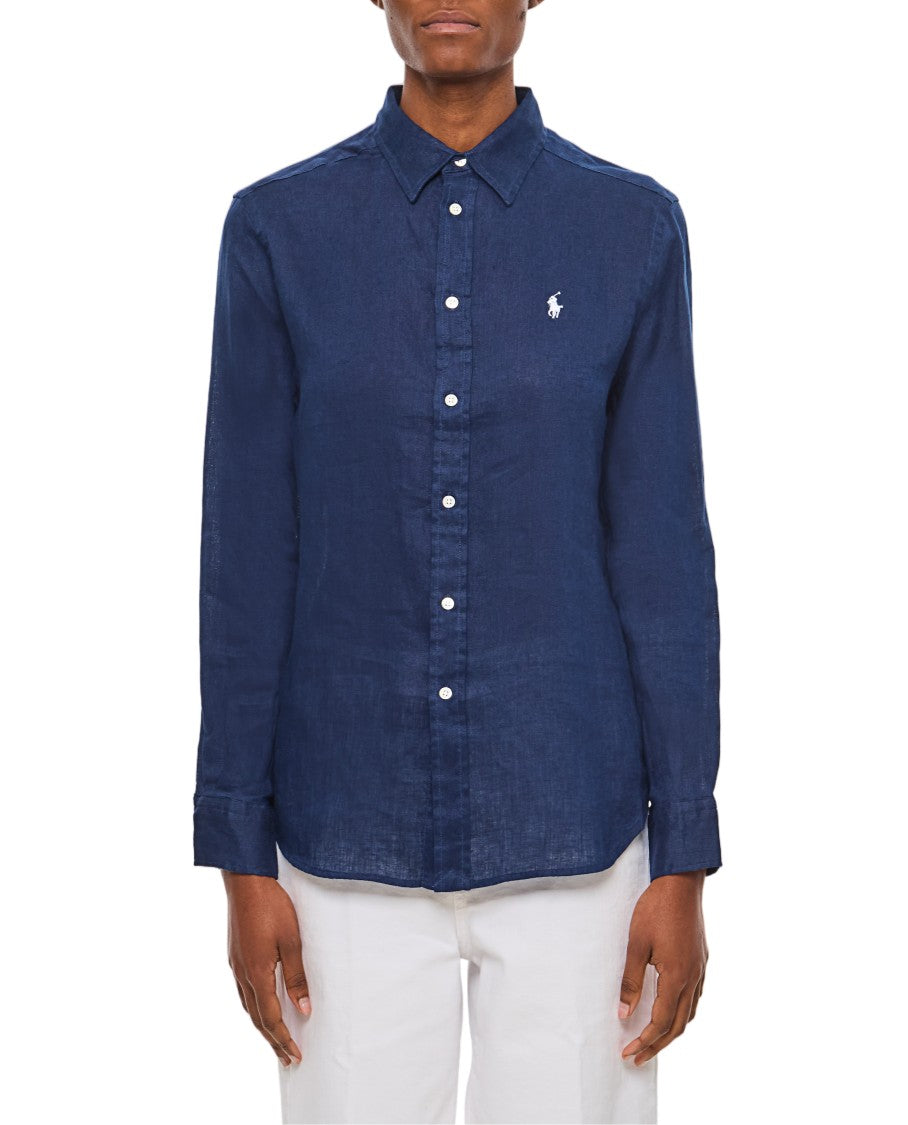 Polo Ralph Lauren Blue Long Sleeve Linen Shirt