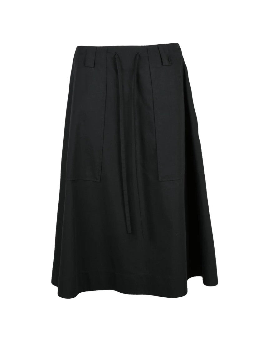 Moschino Couture Black Cotton-Blend Zip Flared Midi Skirt