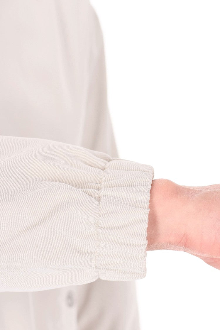 Eleventy Ivory Pure Silk Bomber Jacket