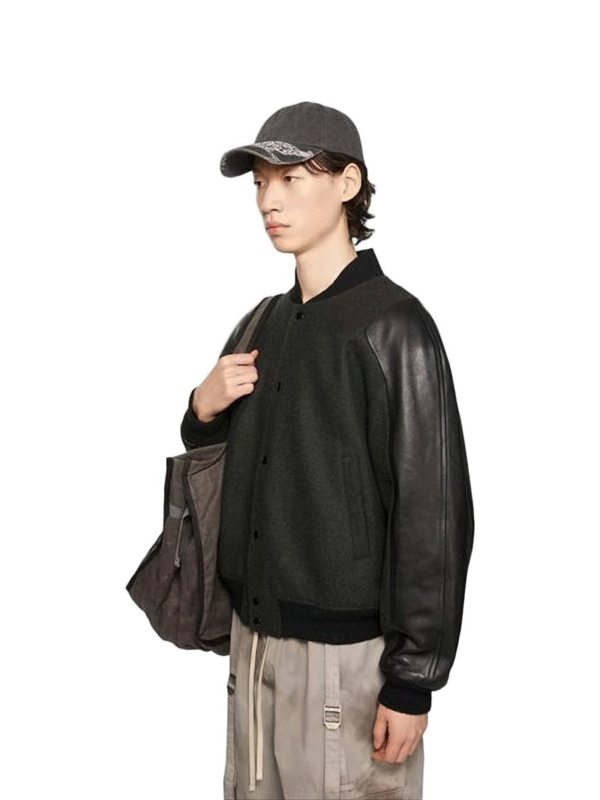Acne Studios Modern Wool-Blend Bomber Jacket With Lambskin Sleeves