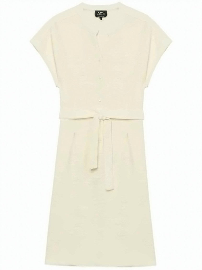 A.P.C. V-Neck Short Dress With Button-Down Front
