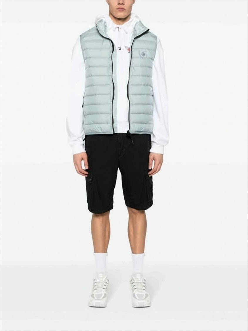 Stone Island Black Cargo Shorts With Button Closure