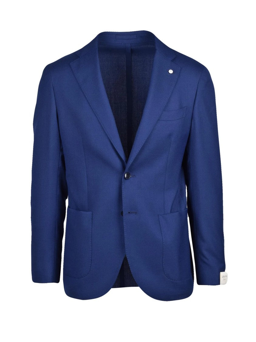 L.B.M. 1911 Unlined Royal Blue Wool Blazer With Rounded Design
