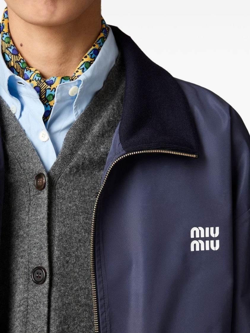 Miu Miu Boxy Cropped Front Zip Jacket