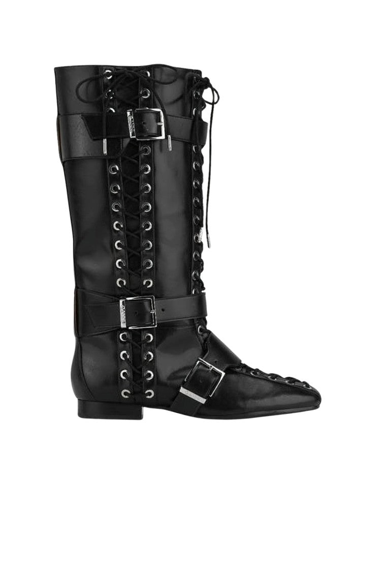 Ganni Tall Black Lace-Up Boots
