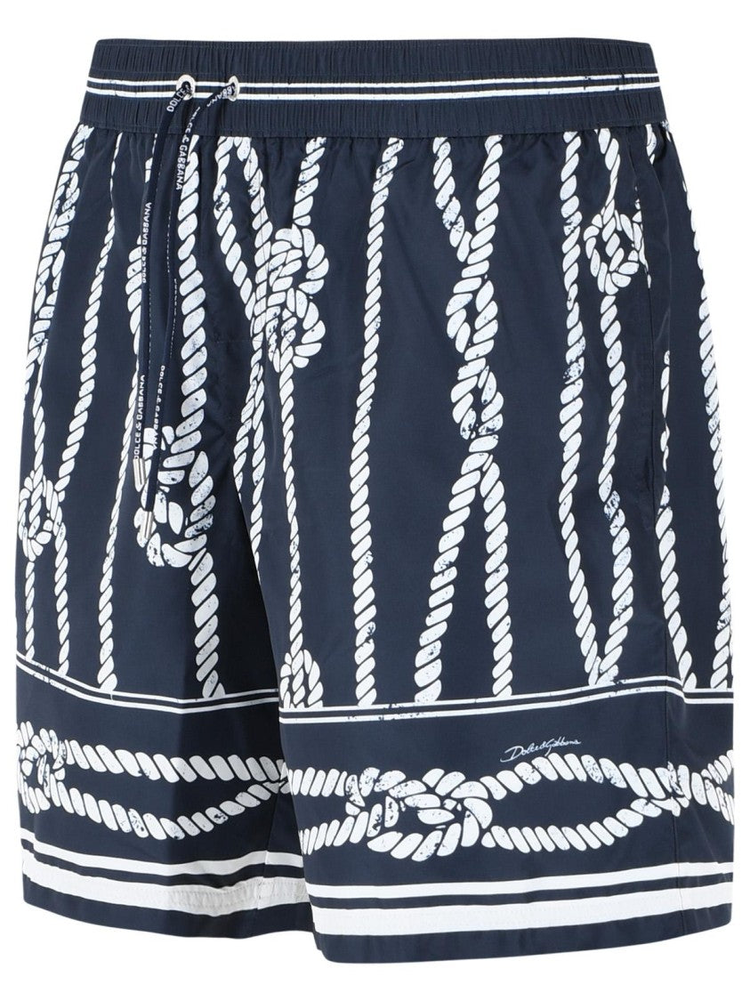Dolce & Gabbana 'Corde' Navy Polyester Swimsuit