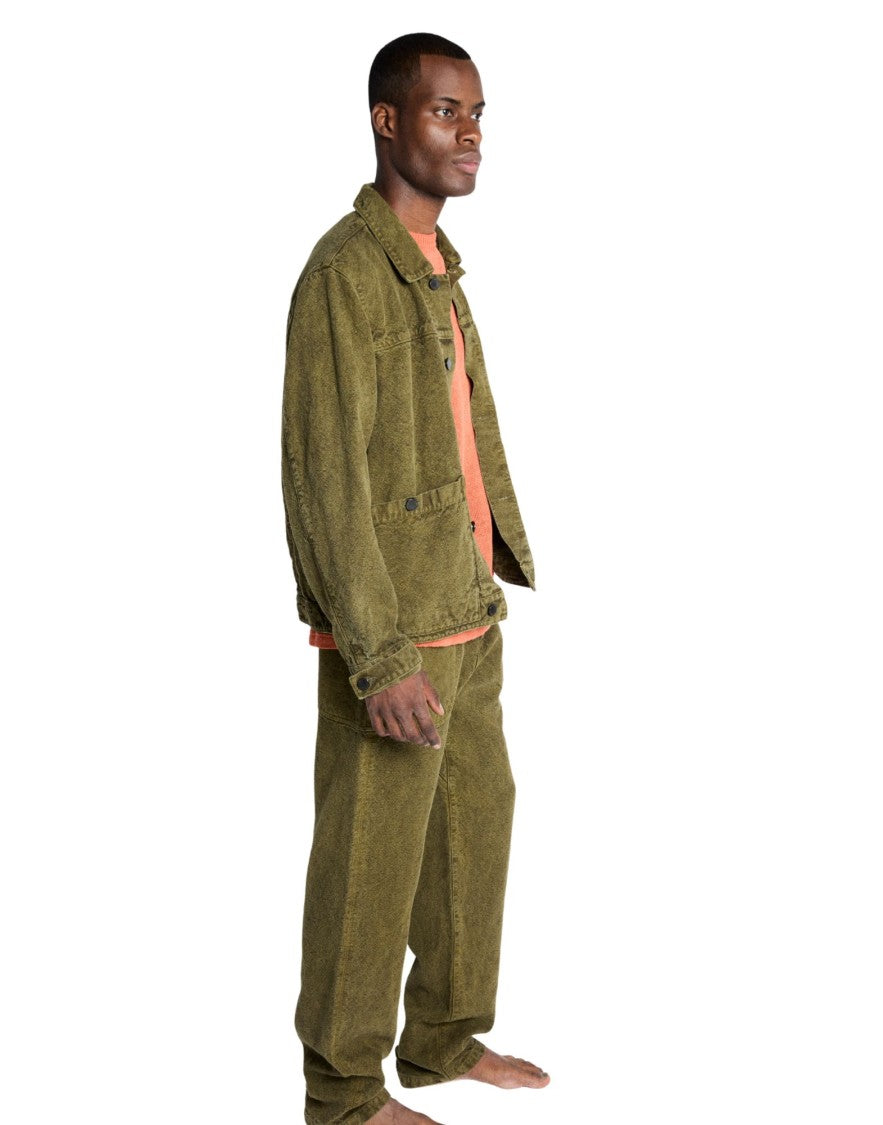 Origin Of Line Green Loose Workwear Hemp Canvas Ranch Pants