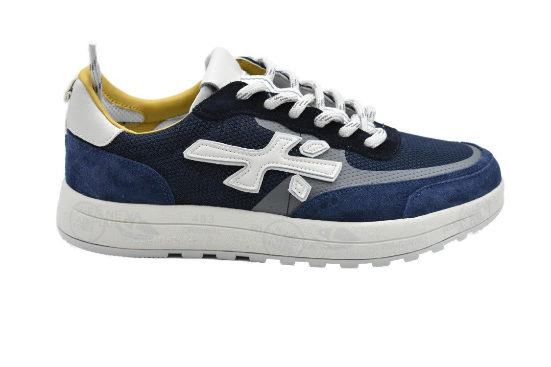 Premiata Blue Low-Top Shoes With Resilient Design