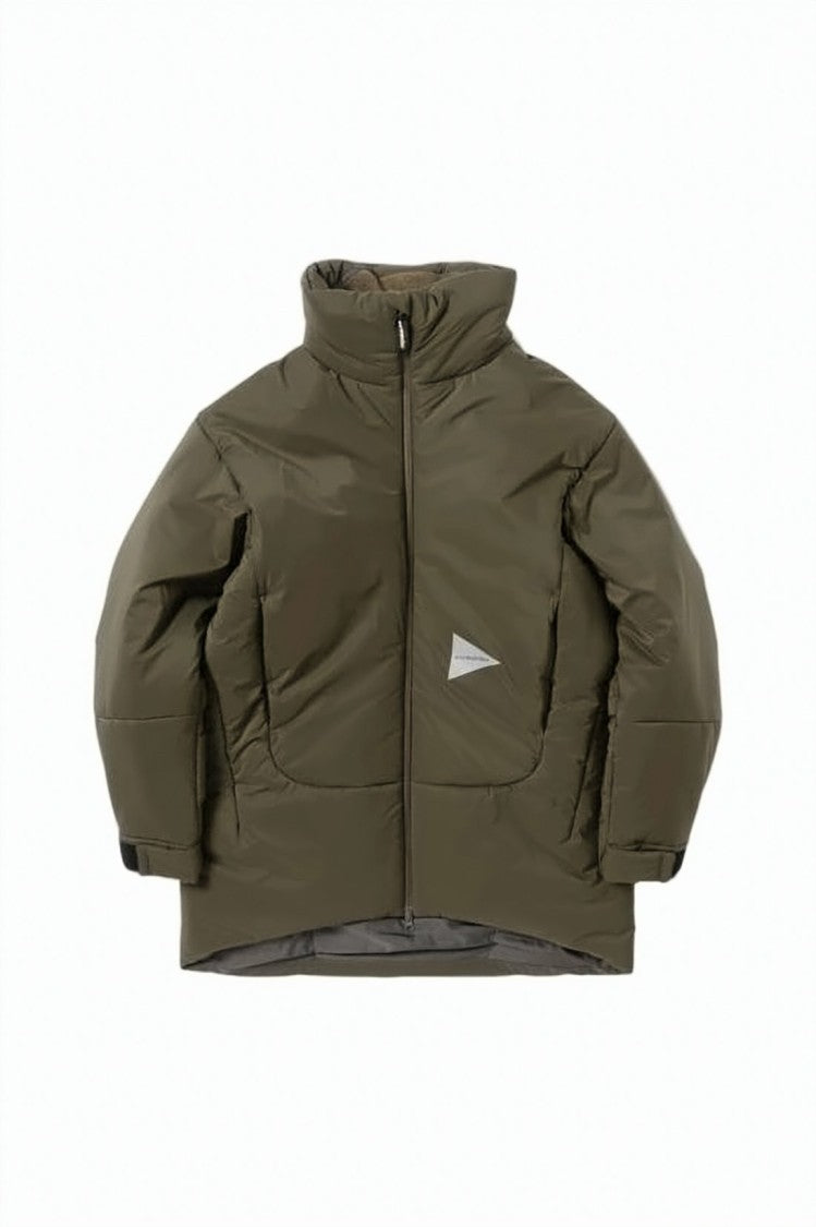 And Wander Structured Brown Padded Jacket With High Collar And Reflective Detail