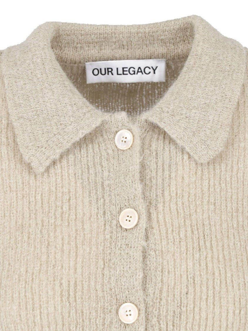 Our Legacy Fuzzy Alpaca Blend Cardigan With Classic Collar