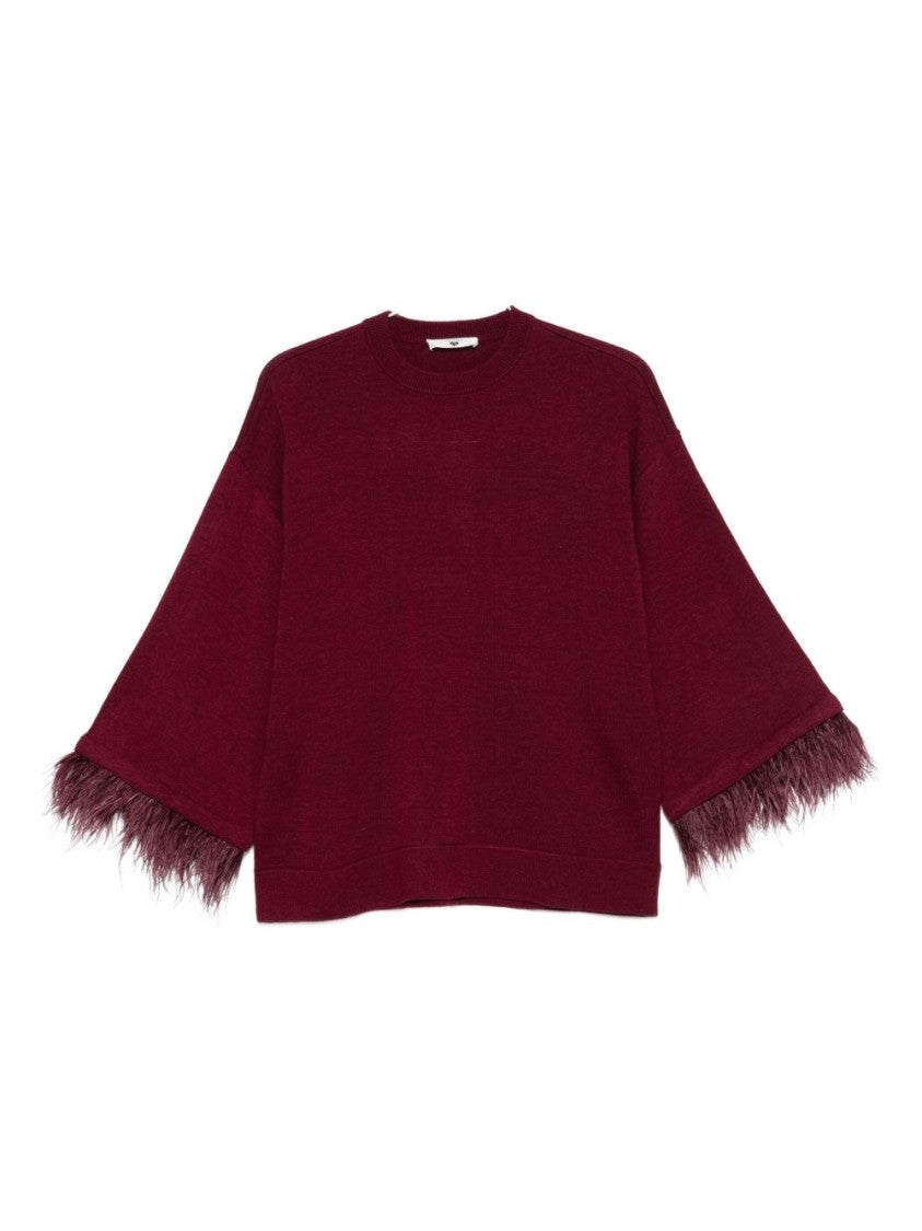 Twinset U&B Classic Knit Sweater In Rich Red