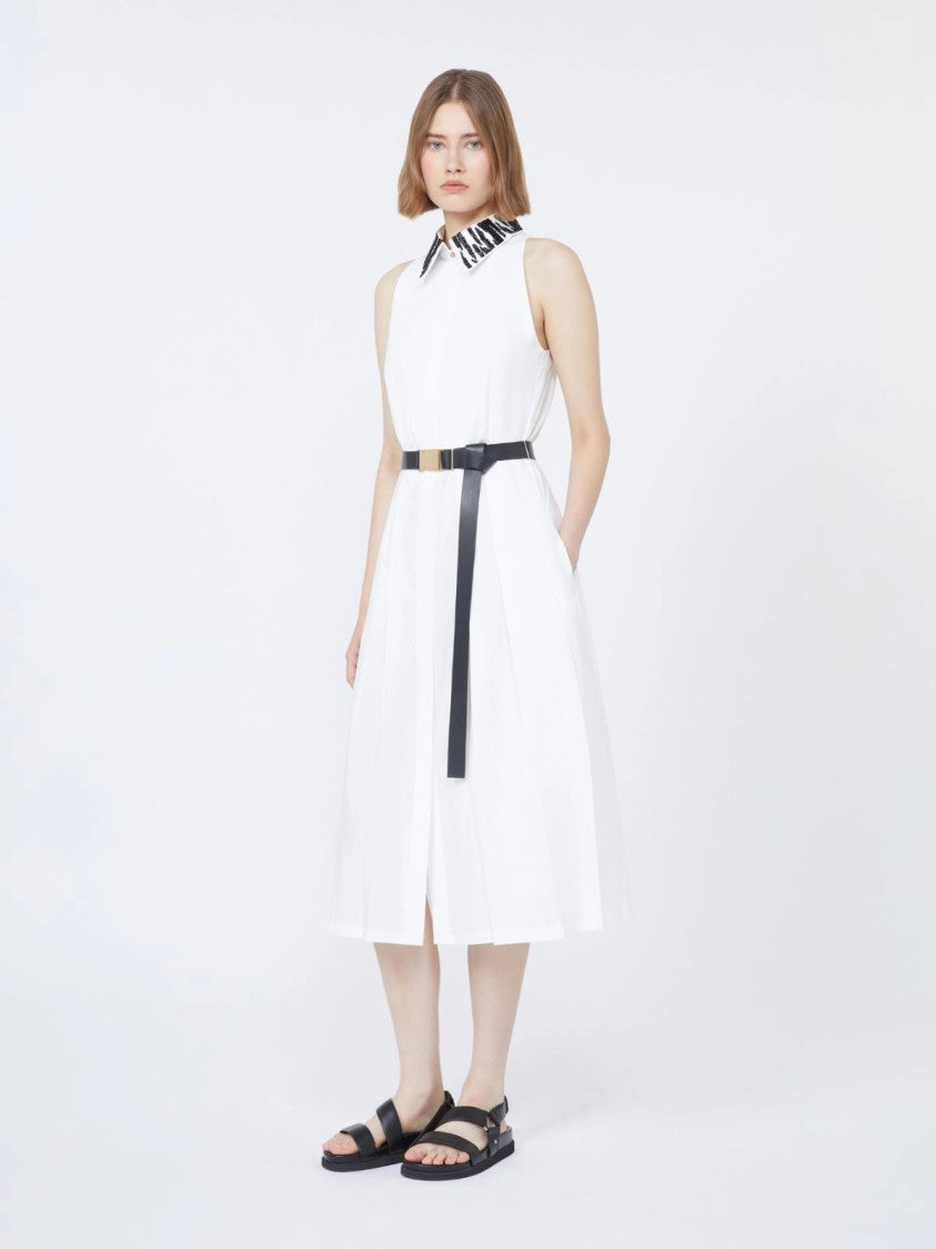 Max Mara Sleeveless Midi Dress With Pointed Collar