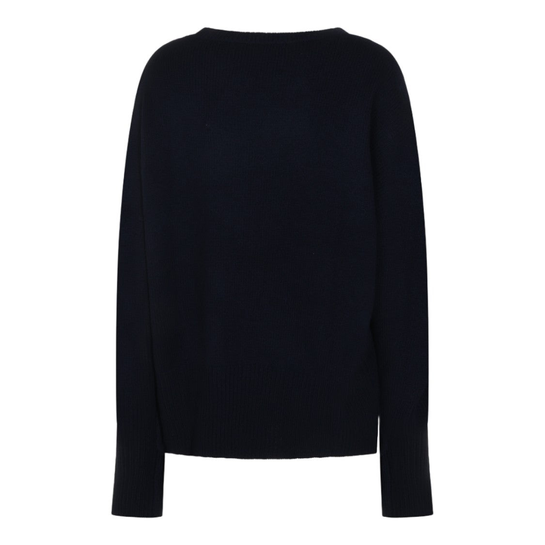 Lisa Yang Asymmetrical Hem Black Sweater With Extended Ribbed Cuffs