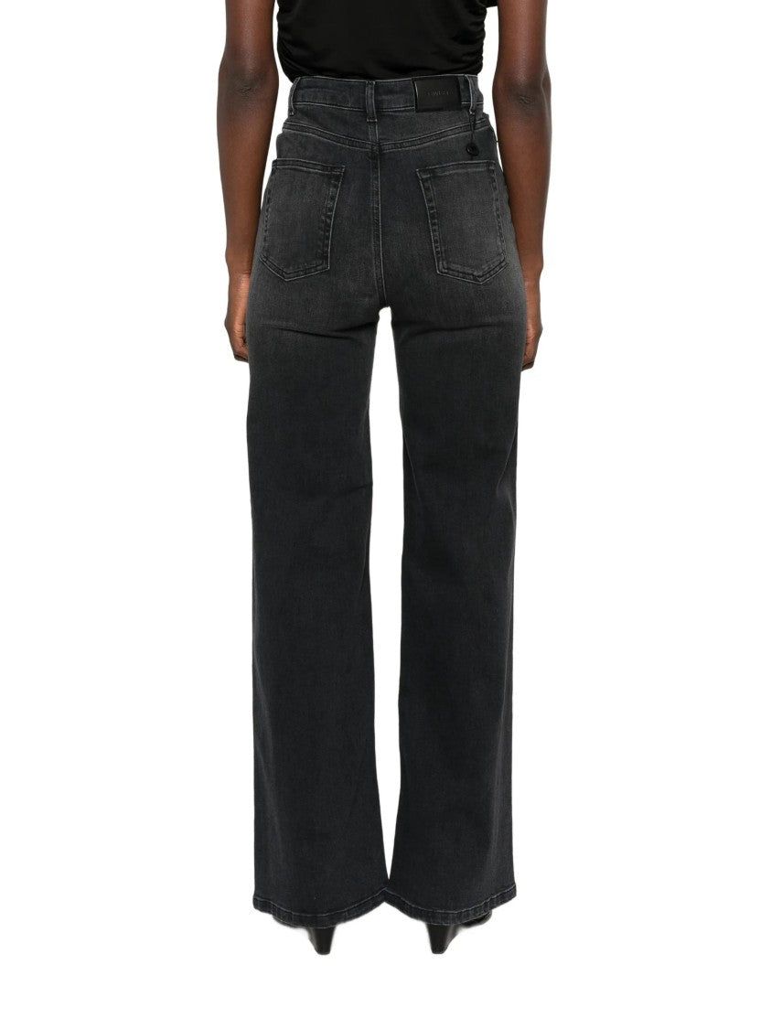 Twin-Set High-Waisted Wide Leg Pants With Classic Five-Pocket Styling