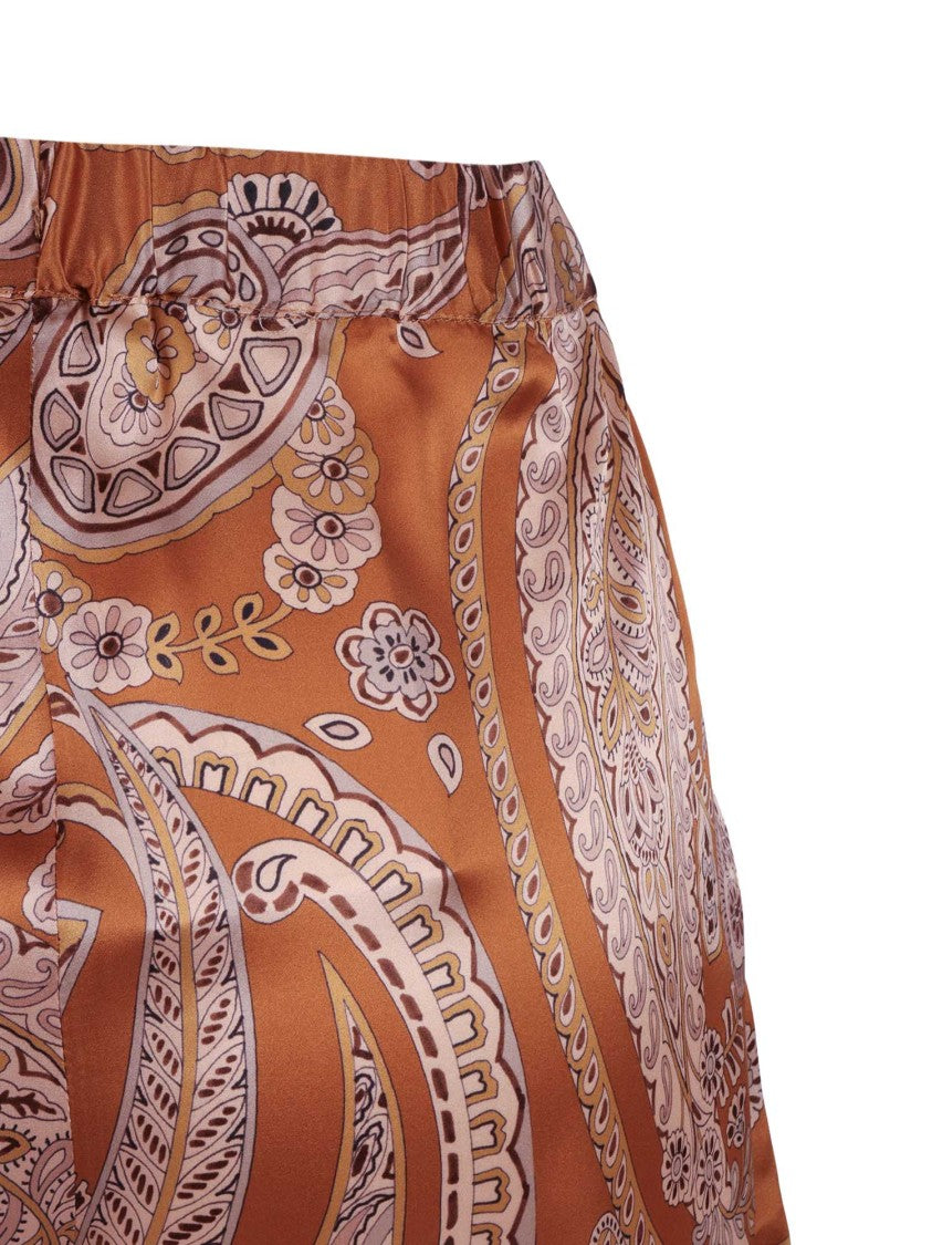 Antonelli Firenze Paisley Wide Leg Silk Straight-Leg Pants
