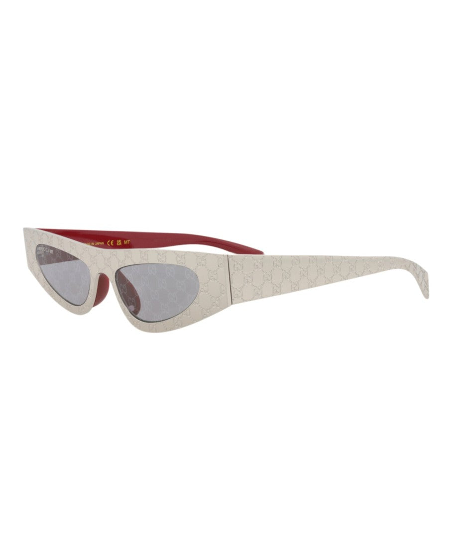 Gucci Cat Eye-Frame Metal Sunglasses With Embossed Pattern