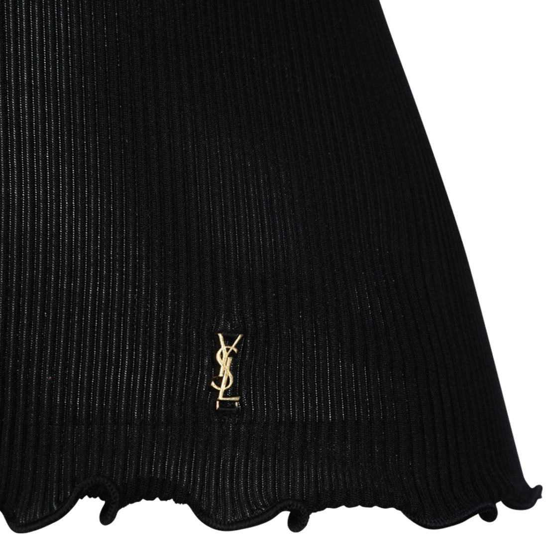 Saint Laurent Black Ribbed Silk Top