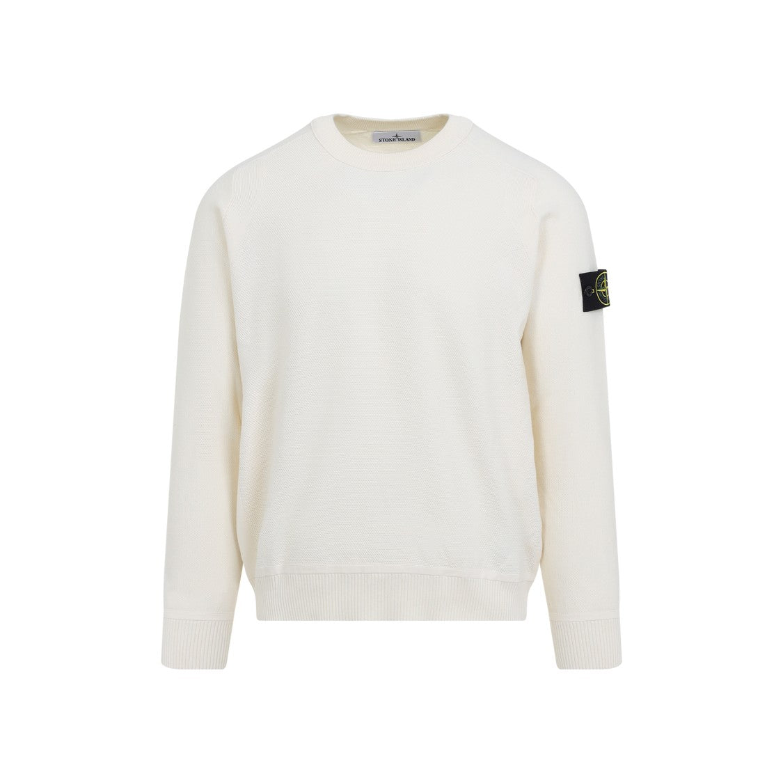Stone Island White Cotton Knit Sweater