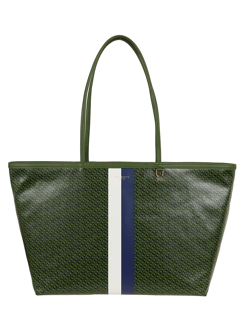 Tory Burch Racer Tote Bag With Bold Contrasting Stripes
