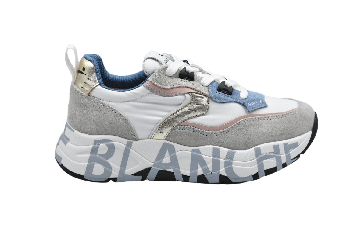 Voile Blanche Sand White Blue Laced Elegance Flat Shoes