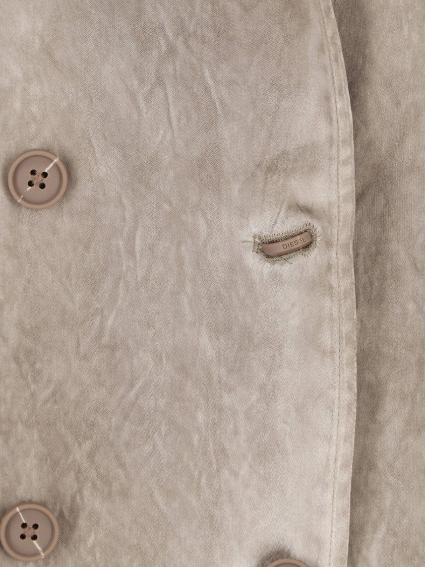 Diesel Grey Acetate Satin Double Breasted Trench Coat