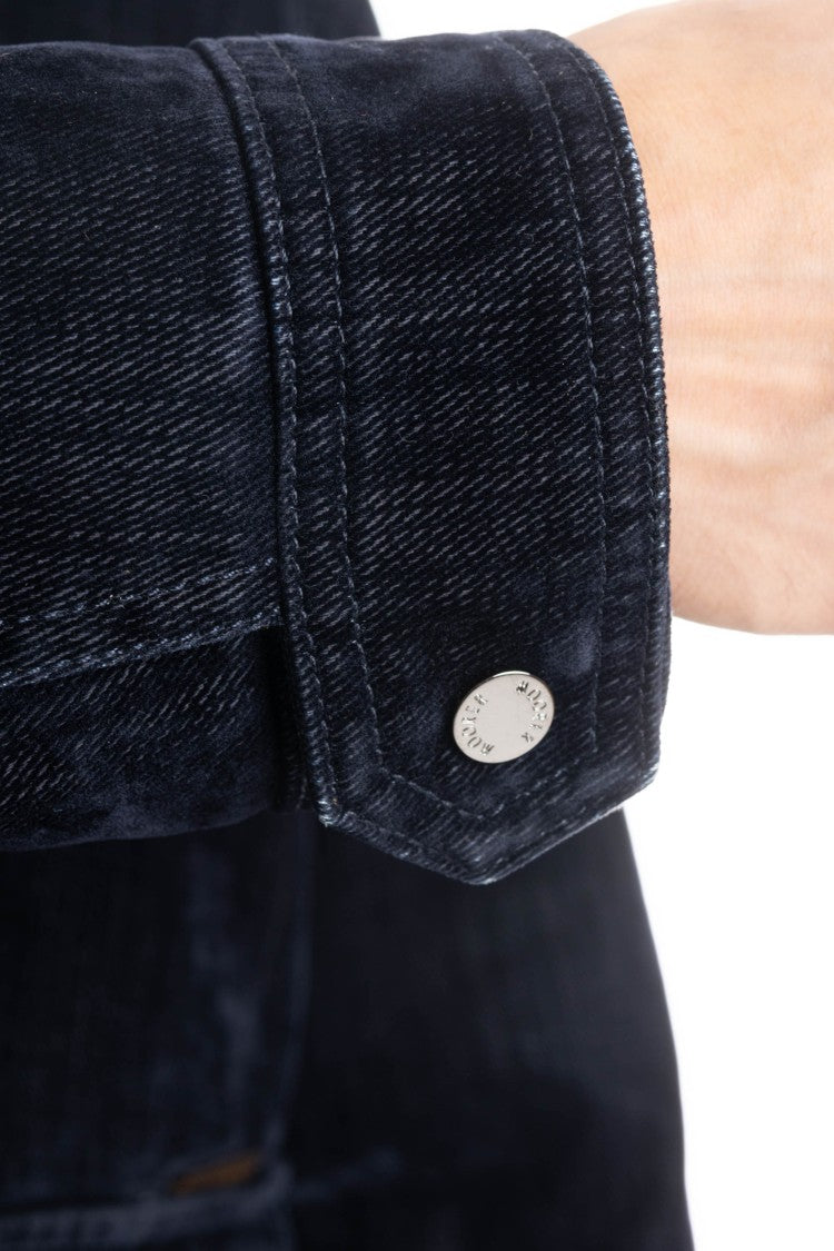 Moorer Flocked Denim Bomber Padded