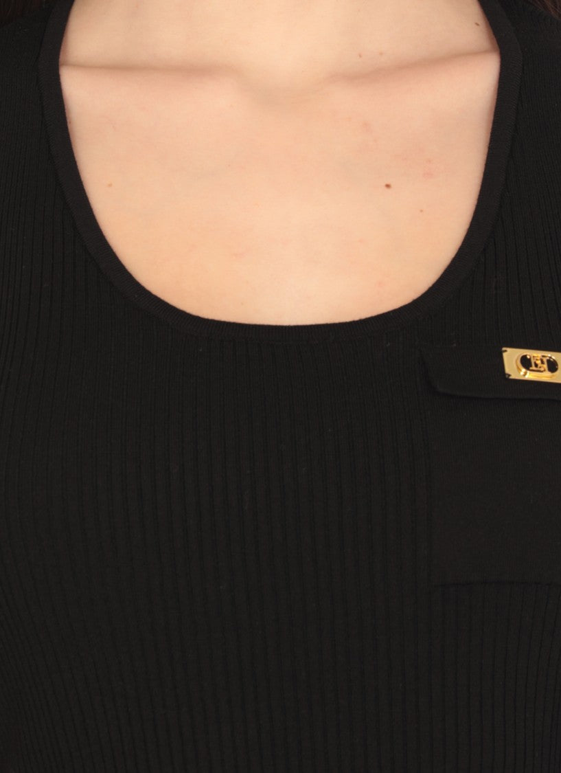 Elisabetta Franchi Black Top With Logo