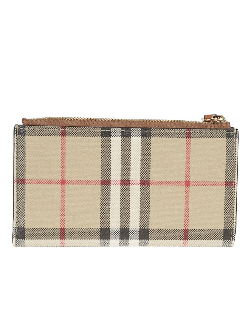 Burberry Checkered Pattern Wallet With Zippered Compartment