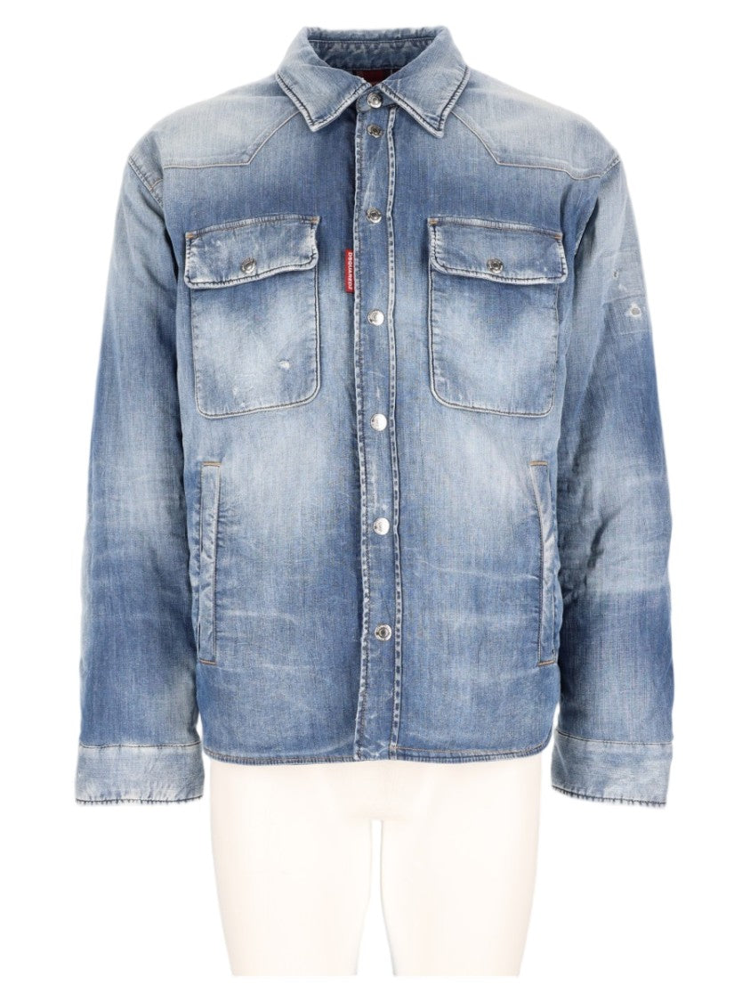 Dsquared2 Classic Flap Pockets Cotton-Blend Denim Shirt