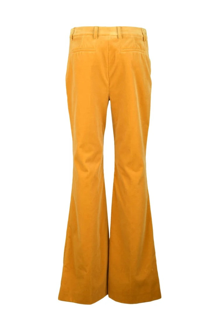 Etro Velvet Bell Bottom Pants Cotton Stretch - Yellow