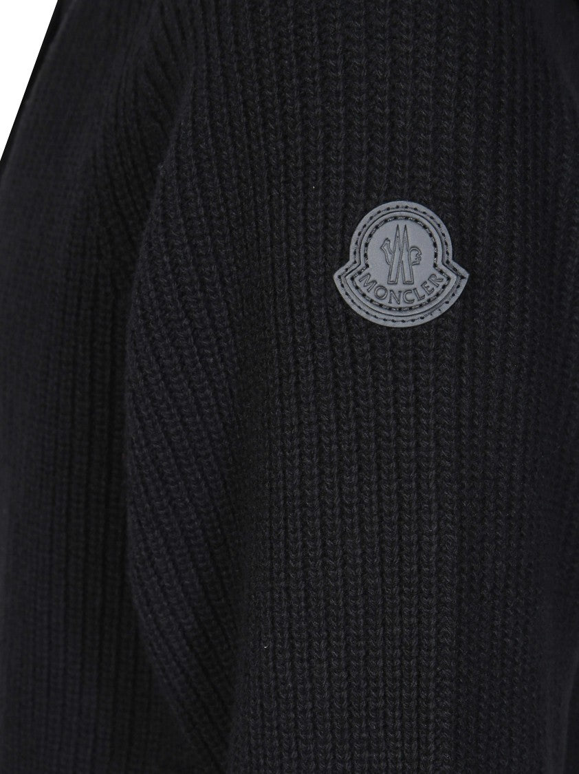 Moncler Ribbed Knit Hooded Cardigan