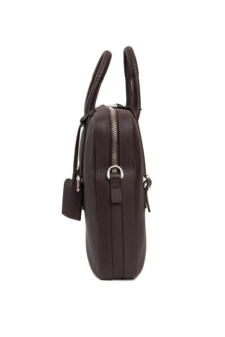 Santoni Hammered Leather 24-Hour Bag With Shoulder Strap