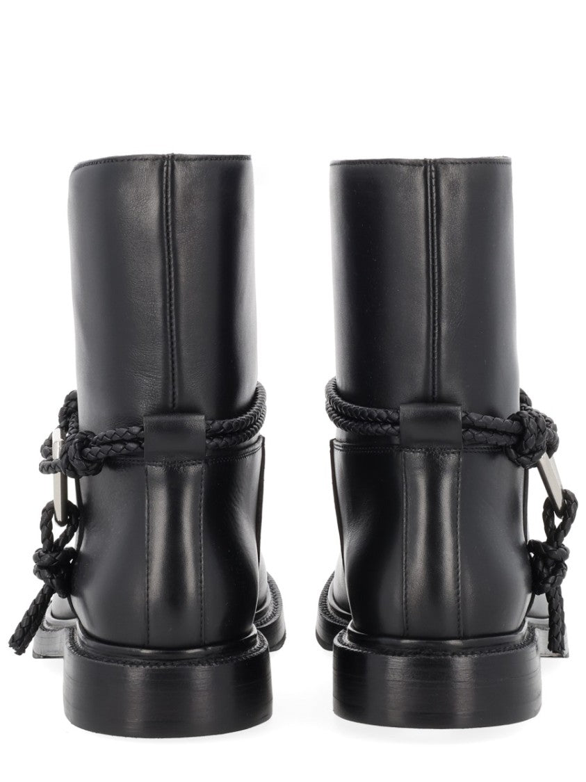 Bottega Veneta James Calf Leather Rope Ankle Boots
