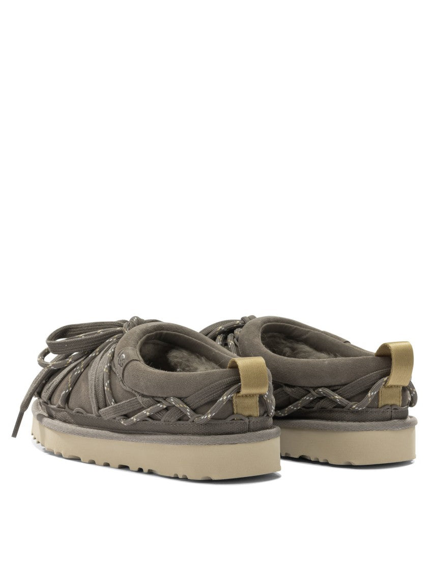 Ugg Suede Loafers With Intricate Rope Detailing And Bow Accent